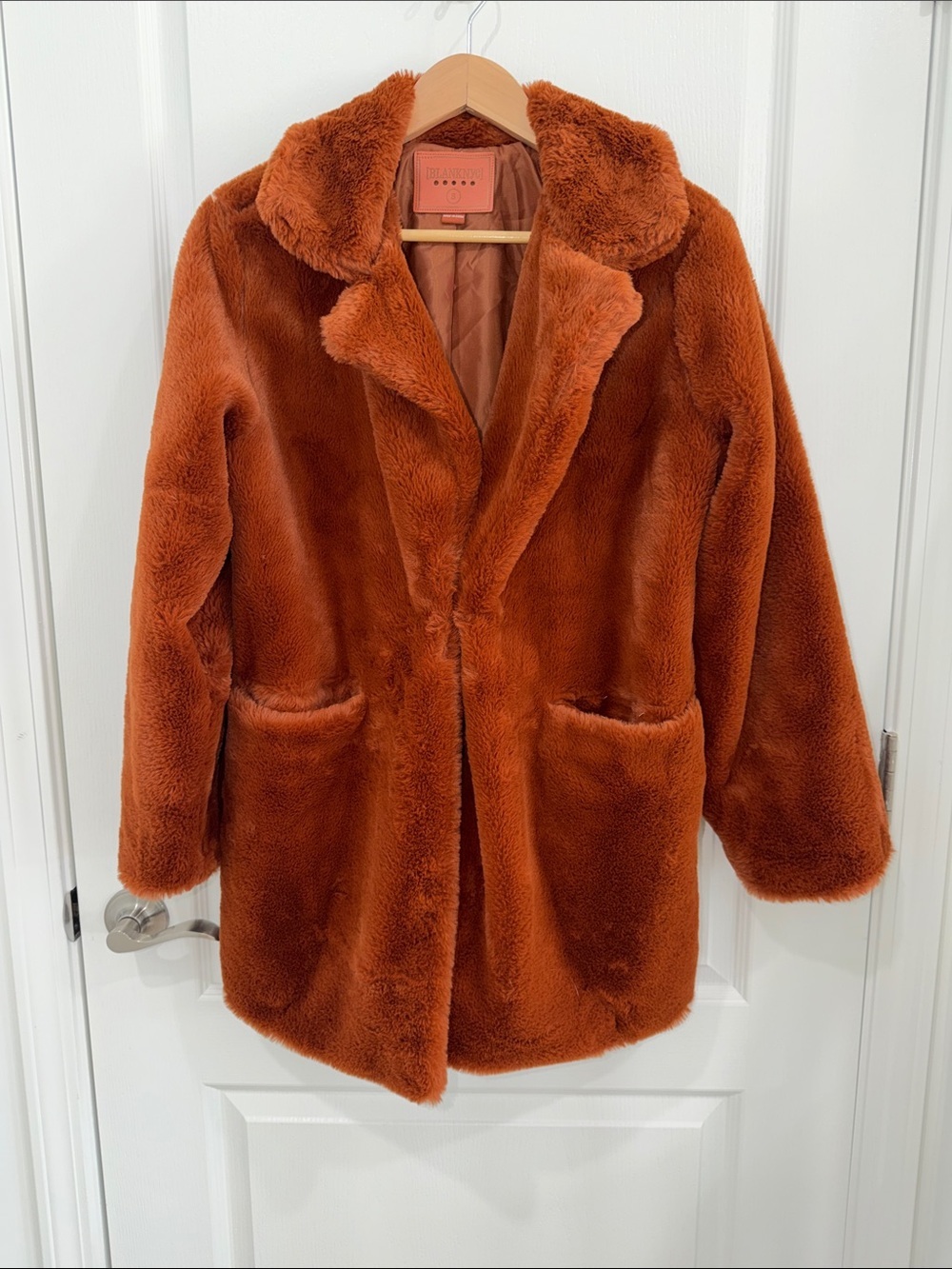 blank NYC Faux Fur Womens Burnt Orange/ rust Teddy Jacket Size small